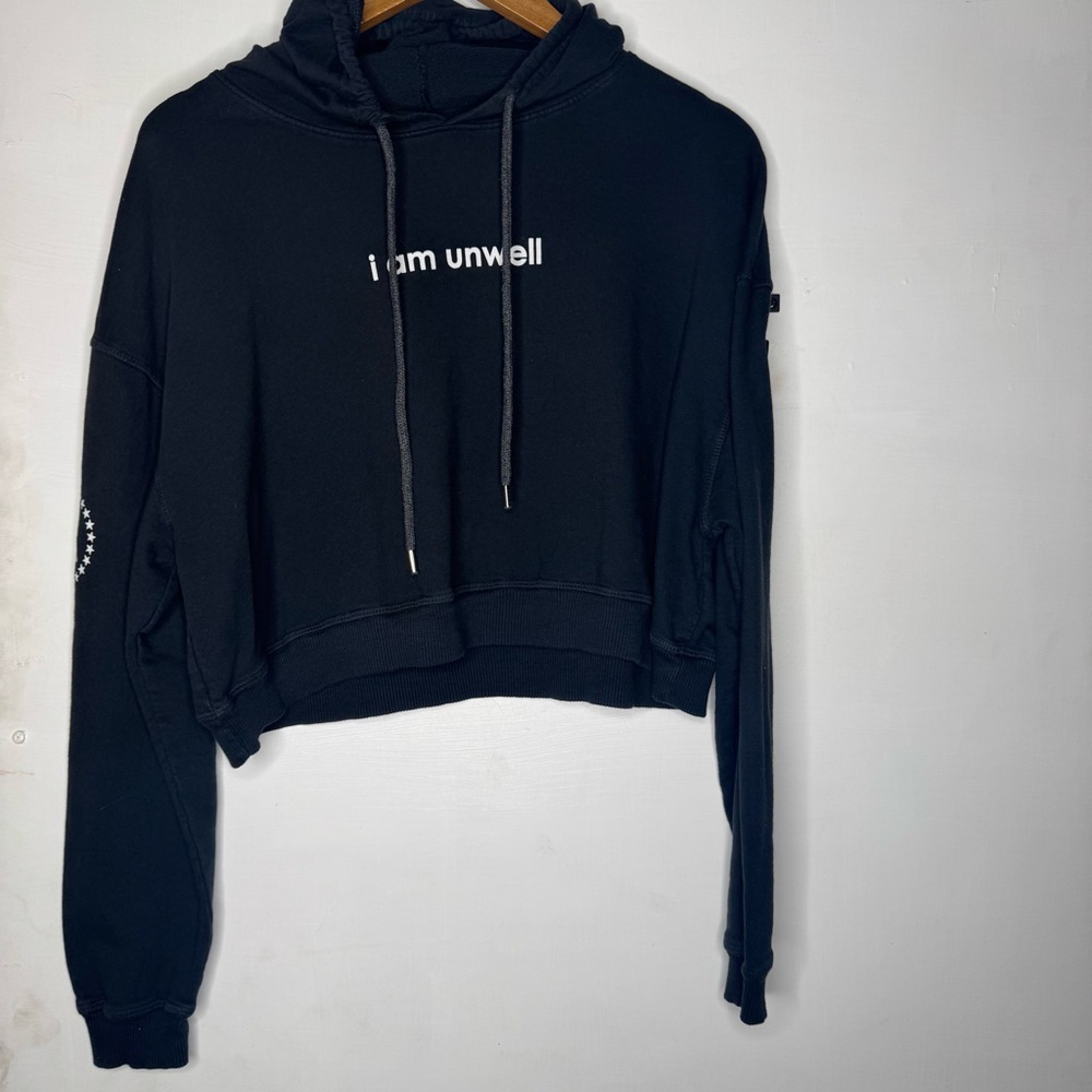 Barstool sports “I am unwell” Black Cropped Hoodie